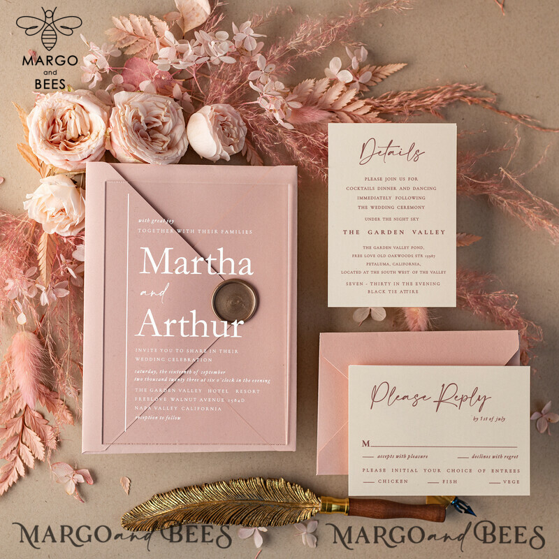 Blush Pink Simple Acrylic Wedding Invitations: Spring Boho Plexi Wedding Invitation Suite for Elegant, Modern, and Minimalist Wedding Stationery-5
