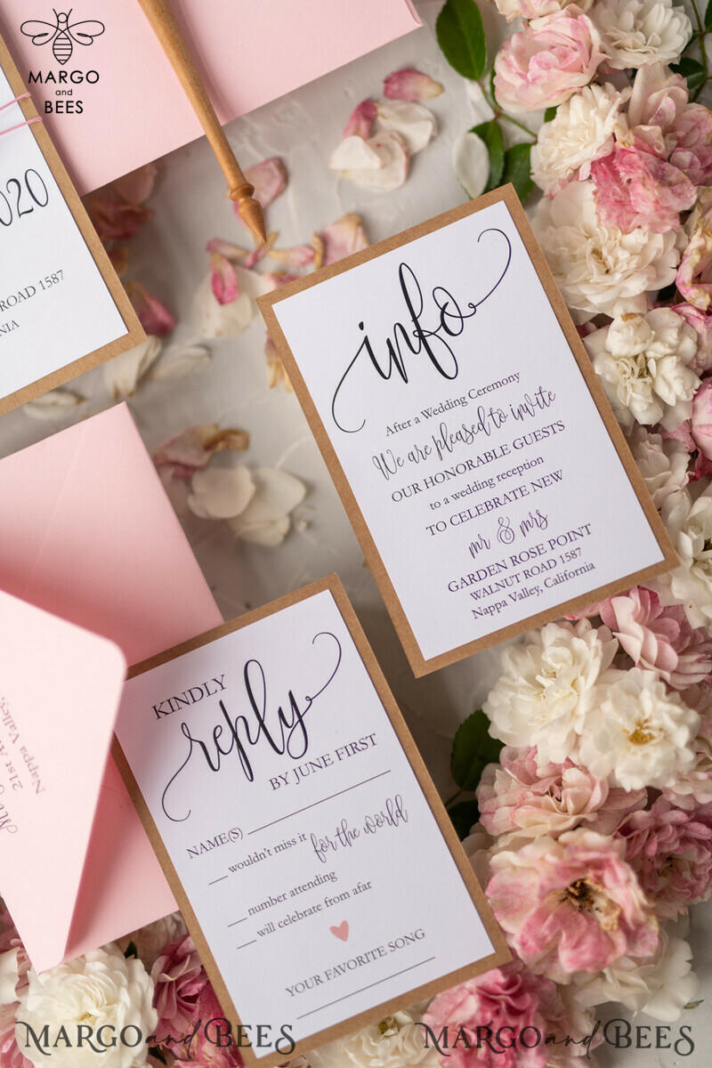 Vintage Wooden Wedding Invitations: Handmade, Elegant Birch Heart Wedding Cards & Bespoke Pink Wedding Invites with Unique Vintage Touch - Exquisite Handmade Wedding Stationery-3