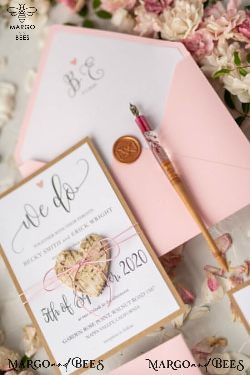 Vintage Wooden Wedding Invitations: Handmade, Elegant Birch Heart Wedding Cards & Bespoke Pink Wedding Invites with Unique Vintage Touch - Exquisite Handmade Wedding Stationery-4