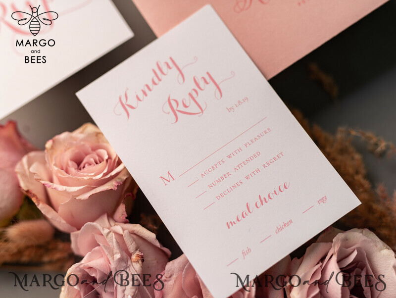 Luxury Floral Acrylic Plexi Wedding Invitations: Romantic Blush Pink Vintage Wedding Invitation Suite - Elegant and Affordable Wedding Cards-14