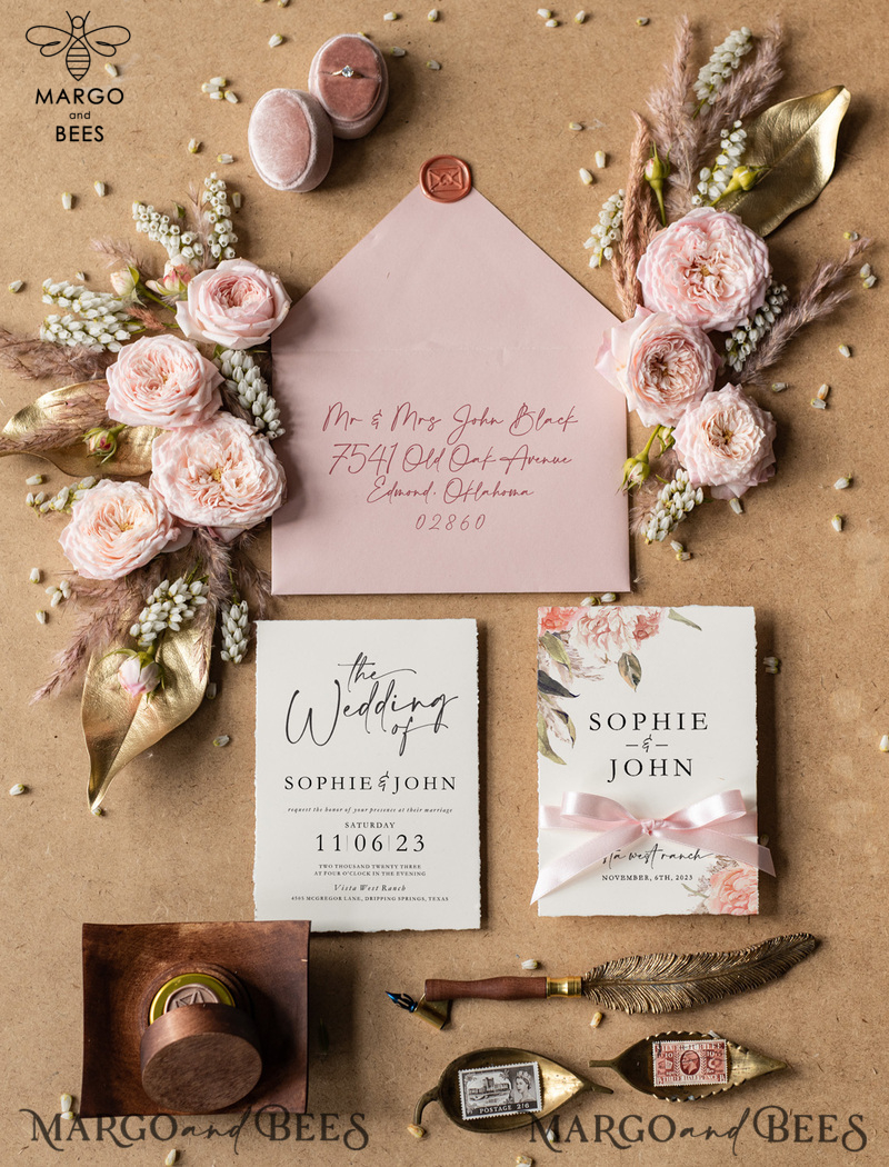 Exceptional wedding invitations, Elegant wedding invitation Suite • Luxury Wedding Invitation Suite • Blush Pink Boho wedding Stationery-6