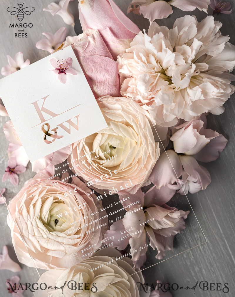 Stylish Blush Pink Acrylic wedding invitation, Elegant  Acryl Wedding Invitations • Clear Modern Wedding Invitation Suite • Luxury Pink wedding Cards-2
