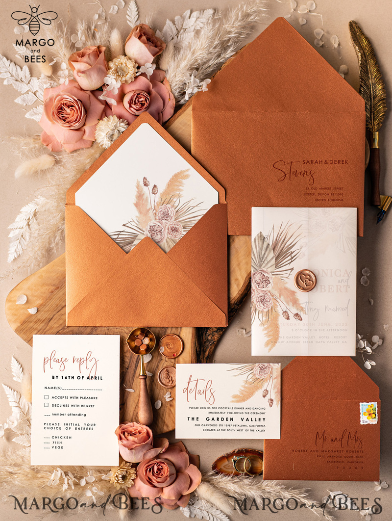 Custom wedding invitation, Elegant wedding invitations • Romantic Wedding Invitation Suite • Handmade wedding Invites-1