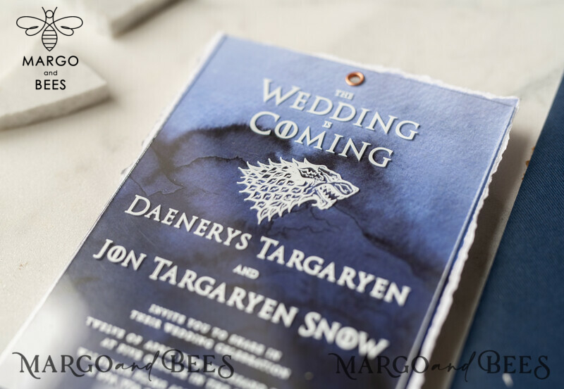 Game of Thrones wedding invitations navy watercolor with transparent acryl 3mm-16