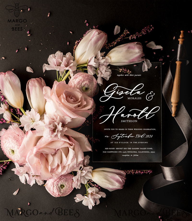 Elegant Blush Pink Box Wedding Invitation Suite with Luxury Acrylic Plexi and Glamour Vellum Wedding Cards-11