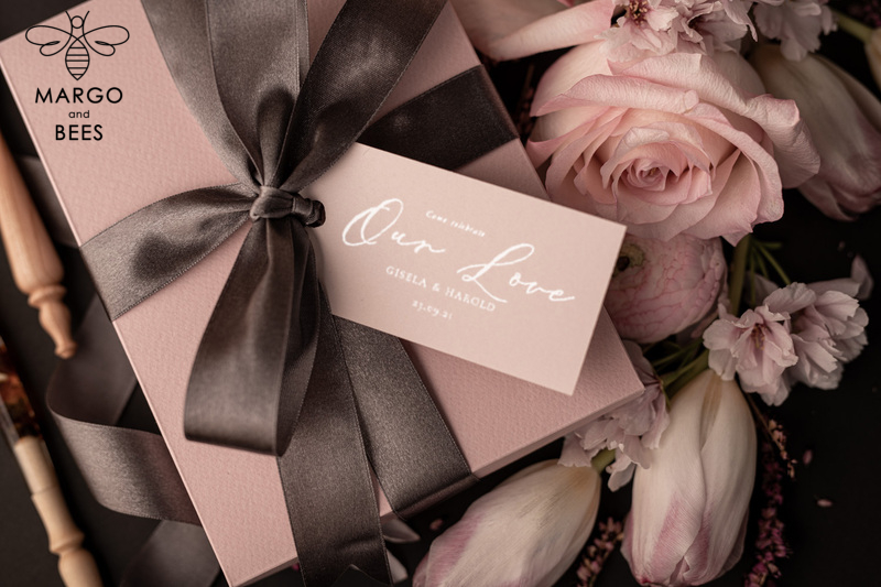Elegant Blush Pink Box Wedding Invitation Suite with Luxury Acrylic Plexi and Glamour Vellum Wedding Cards-20
