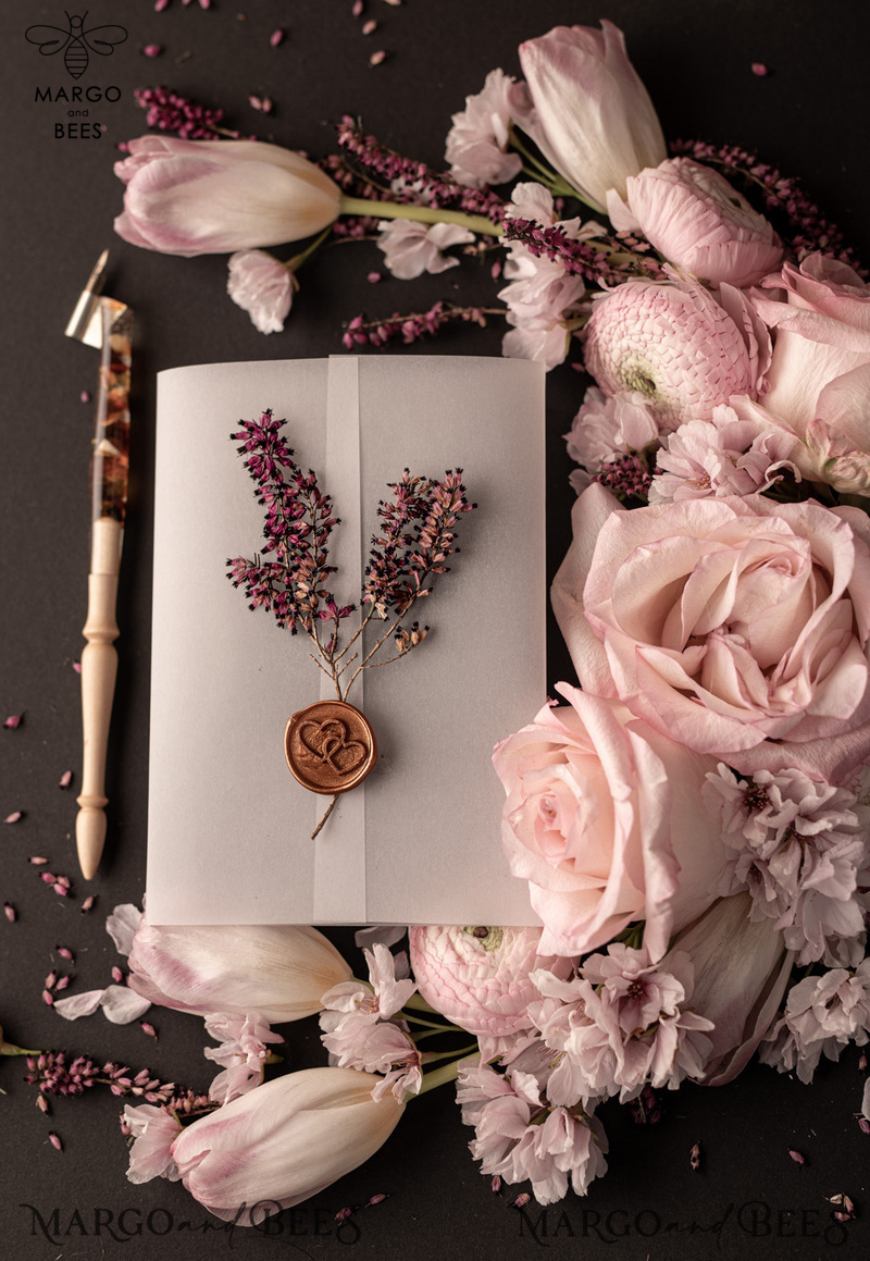 Elegant Blush Pink Box Wedding Invitation Suite with Luxury Acrylic Plexi and Glamour Vellum Wedding Cards-25