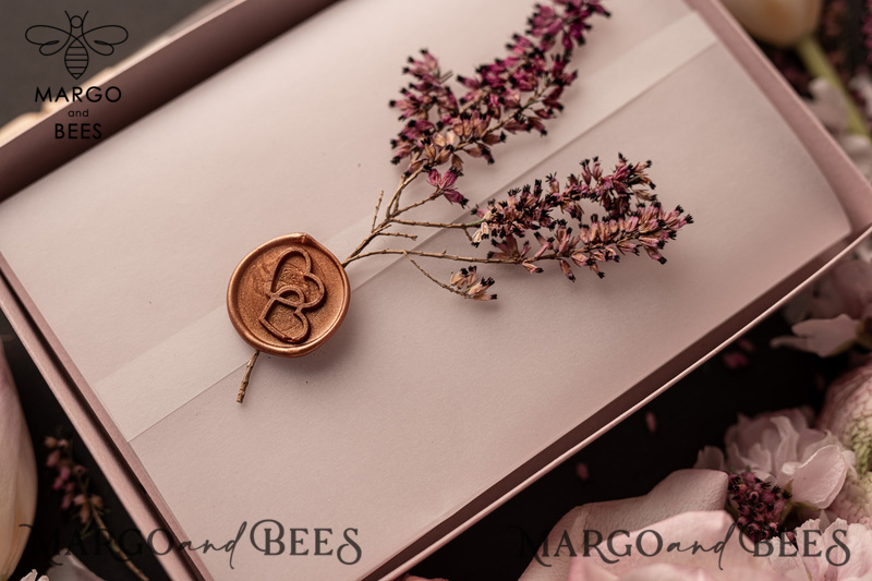 Elegant Blush Pink Box Wedding Invitation Suite with Luxury Acrylic Plexi and Glamour Vellum Wedding Cards-27