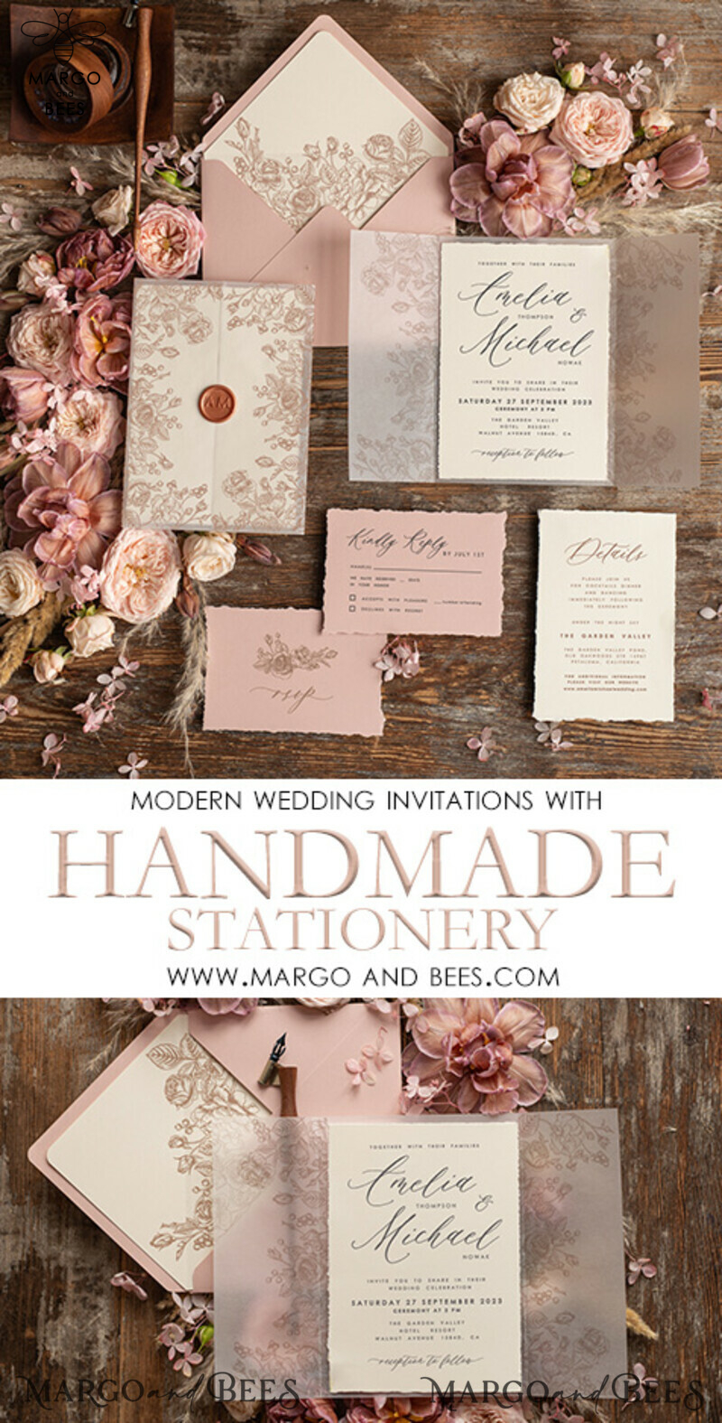 Chic and Simple: The Perfect Handmade Wedding Invitation Suite-3