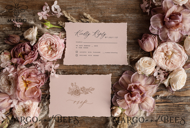 Chic wedding invitations, Simple wedding invitations • Elegant Wedding Invitation Suite • Handmade wedding Invites-6