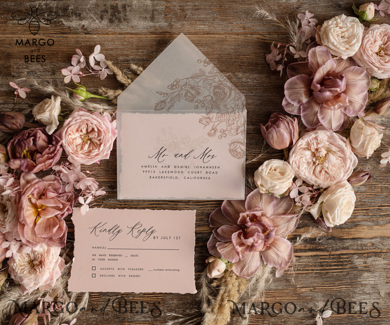 Chic wedding invitations, Simple wedding invitations • Elegant Wedding Invitation Suite • Handmade wedding Invites-7