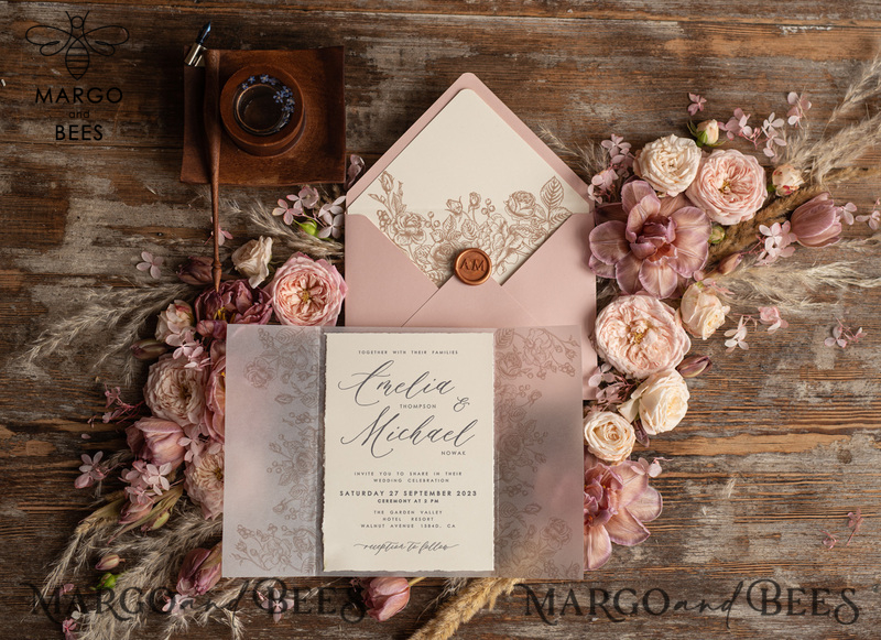 Chic wedding invitations, Simple wedding invitations • Elegant Wedding Invitation Suite • Handmade wedding Invites-8