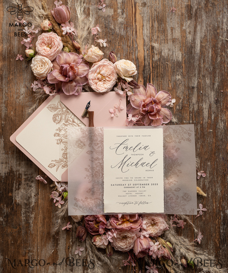 Chic wedding invitations, Simple wedding invitations • Elegant Wedding Invitation Suite • Handmade wedding Invites-9