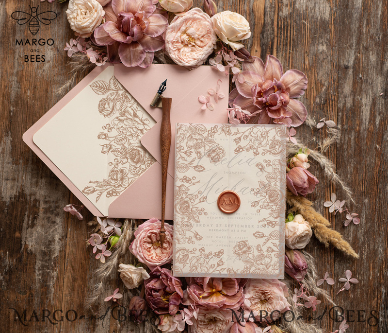 Chic wedding invitations, Simple wedding invitations • Elegant Wedding Invitation Suite • Handmade wedding Invites-4