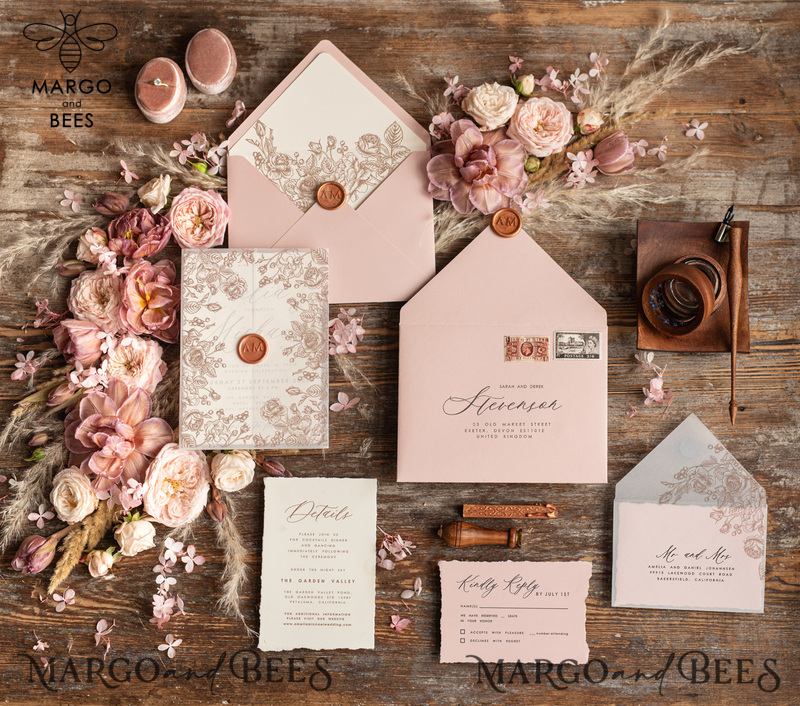 Chic wedding invitations, Simple wedding invitations • Elegant Wedding Invitation Suite • Handmade wedding Invites-2