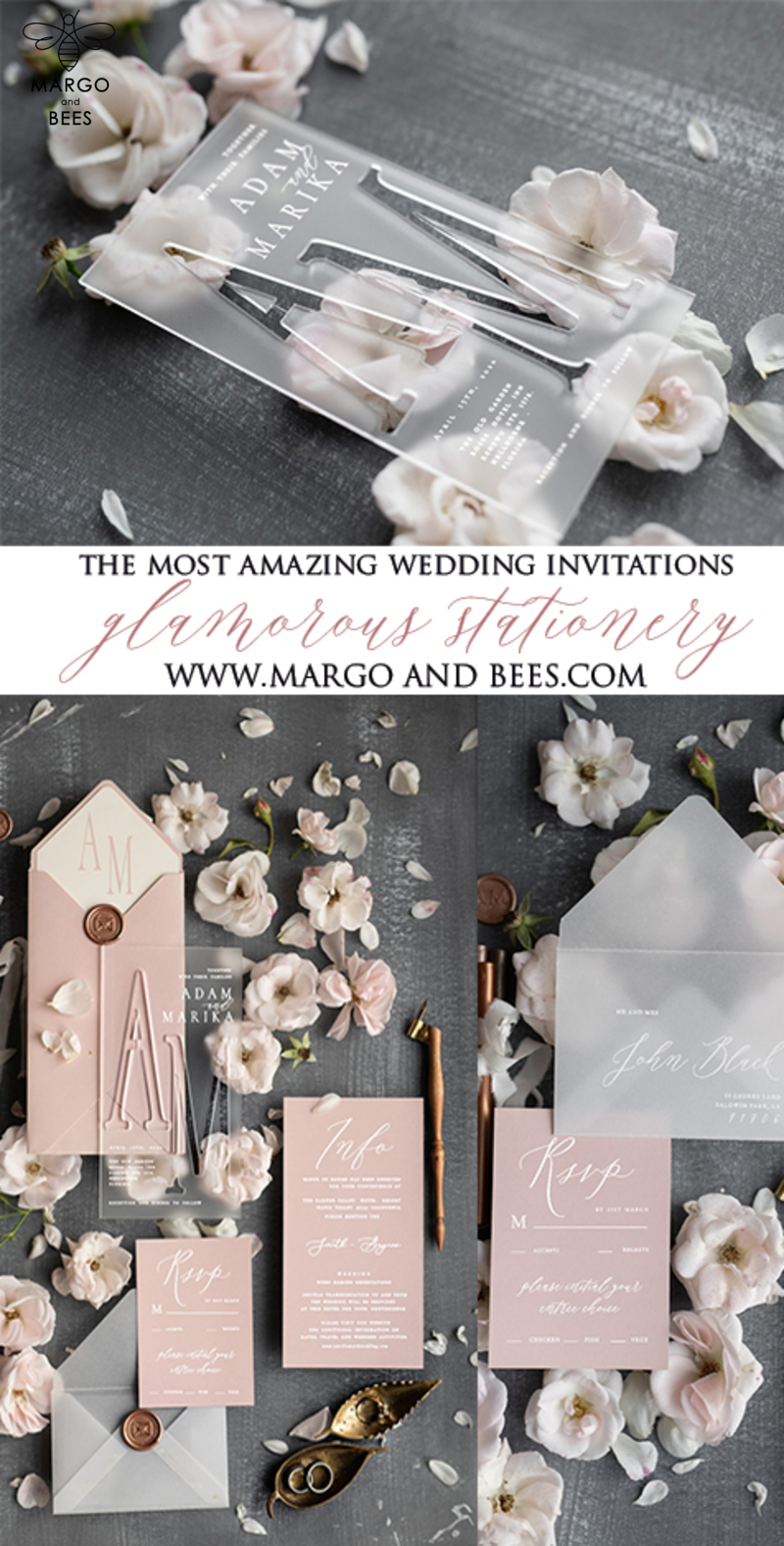 Wedding invitations cards, fairytale stationery, destination suite clear acrylic elegant stationery-7