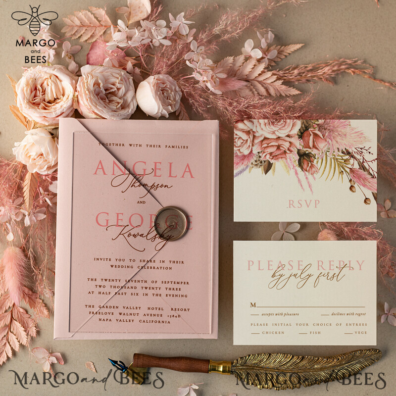 Blush Pink Modern Acrylic Wedding Invitations: A Spring Boho Plexi Wedding Invitation Suite with Elegant and Minimalist Wedding Stationery-0