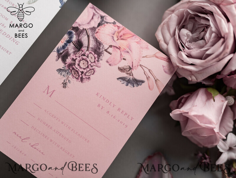 Luxury Floral Acrylic Plexi Wedding Invitations: Romantic Blush Pink Vintage Wedding Invitation Suite - Elegant and Handmade Wedding Cards-10
