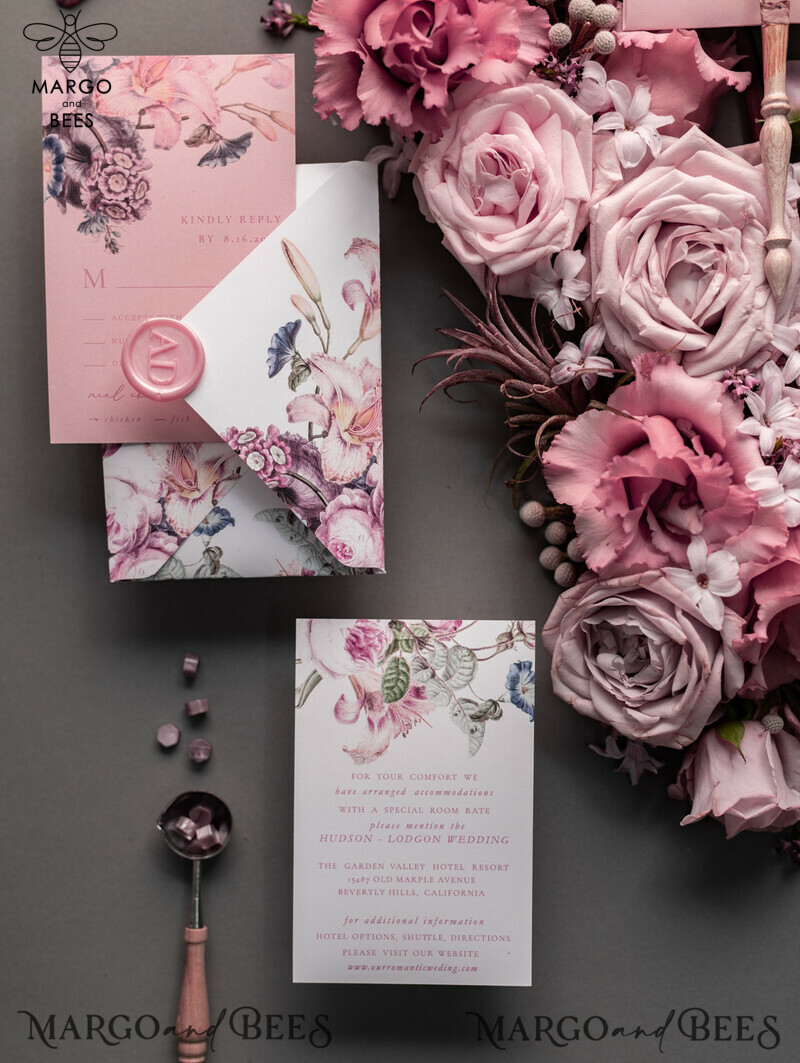 Luxury Floral Acrylic Plexi Wedding Invitations: Romantic Blush Pink Vintage Wedding Invitation Suite - Elegant and Handmade Wedding Cards-19