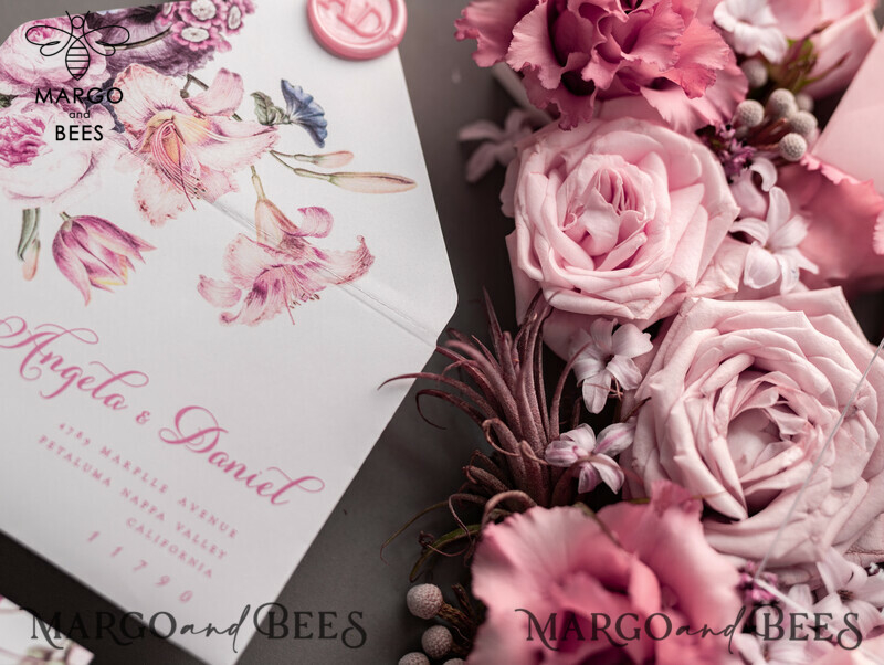 Luxury Floral Acrylic Plexi Wedding Invitations: Romantic Blush Pink Vintage Wedding Invitation Suite - Elegant and Handmade Wedding Cards-21