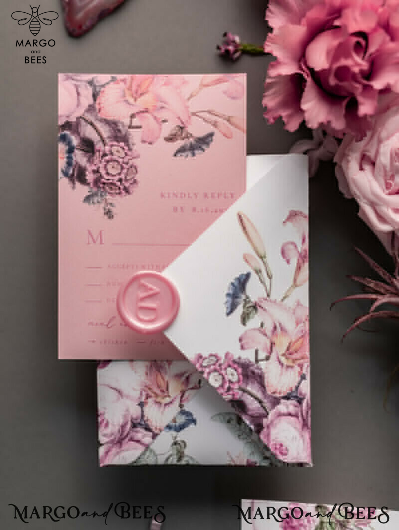 Luxury Floral Acrylic Plexi Wedding Invitations: Romantic Blush Pink Vintage Wedding Invitation Suite - Elegant and Handmade Wedding Cards-26