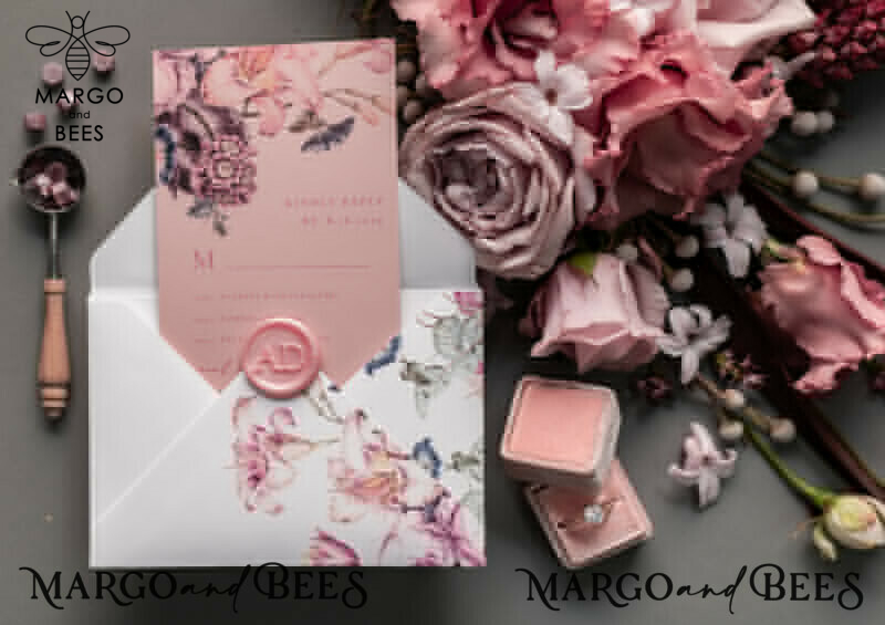 Luxury Floral Acrylic Plexi Wedding Invitations: Romantic Blush Pink Vintage Wedding Invitation Suite - Elegant and Handmade Wedding Cards-31