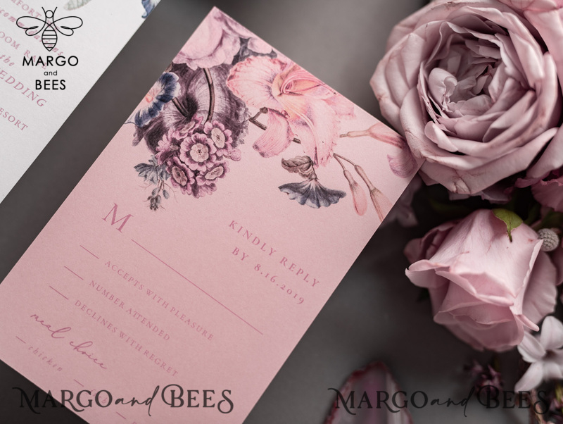 Luxury Floral Acrylic Plexi Wedding Invitations, Romantic Blush Pink Wedding Invites, Vintage Wedding Invitation Suite, Elegant And Handmade Wedding Cards-10