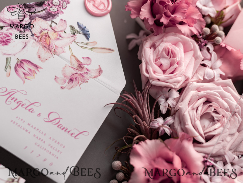 Luxury Floral Acrylic Plexi Wedding Invitations, Romantic Blush Pink Wedding Invites, Vintage Wedding Invitation Suite, Elegant And Handmade Wedding Cards-21