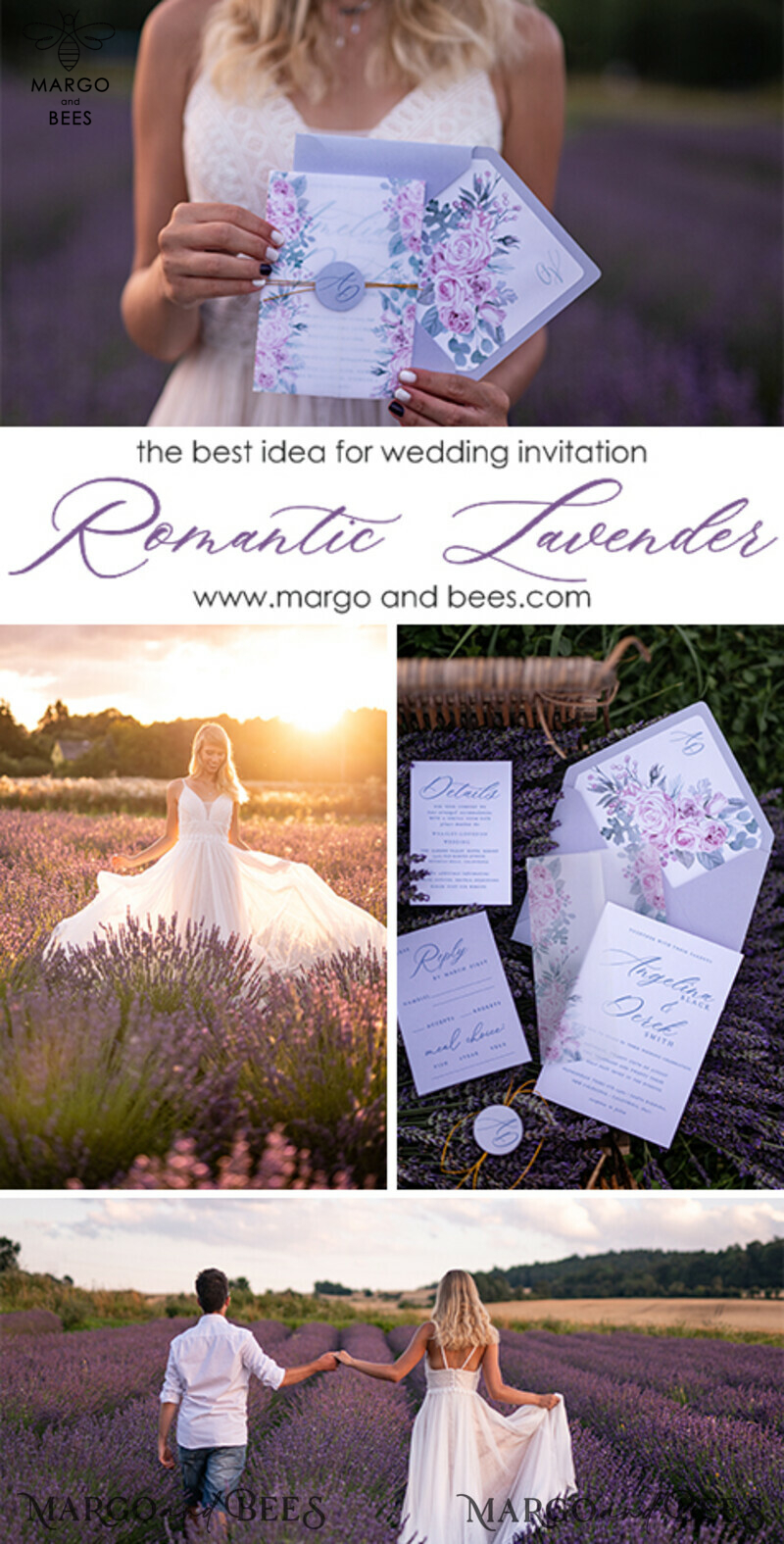 Elegant wedding invitations, lavender lila wedding cards stationery, purple classic wedding invitation suite -1
