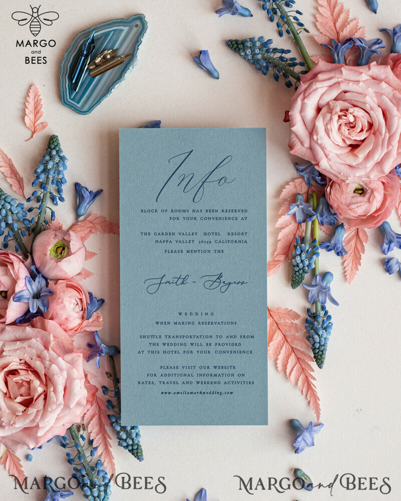 Elegant Acrylic Frozen Wedding Invitations: Discover our Romantic Laser Cut Invitation Set in Dusty Blue Velvet-4