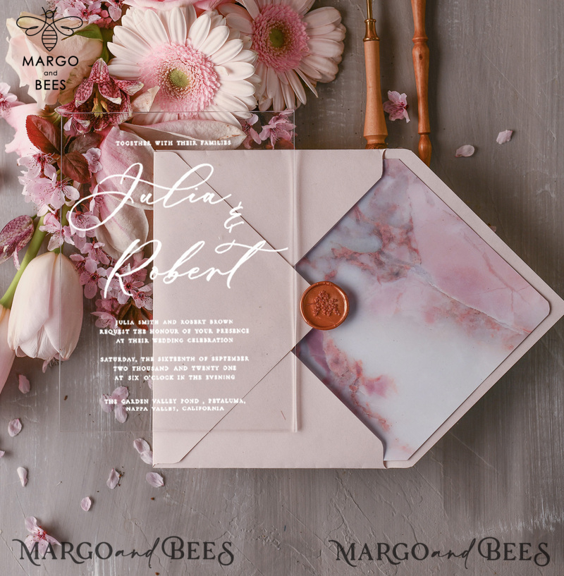 Stunning wedding invitations glamorous stationery marble blush transparent invite-1