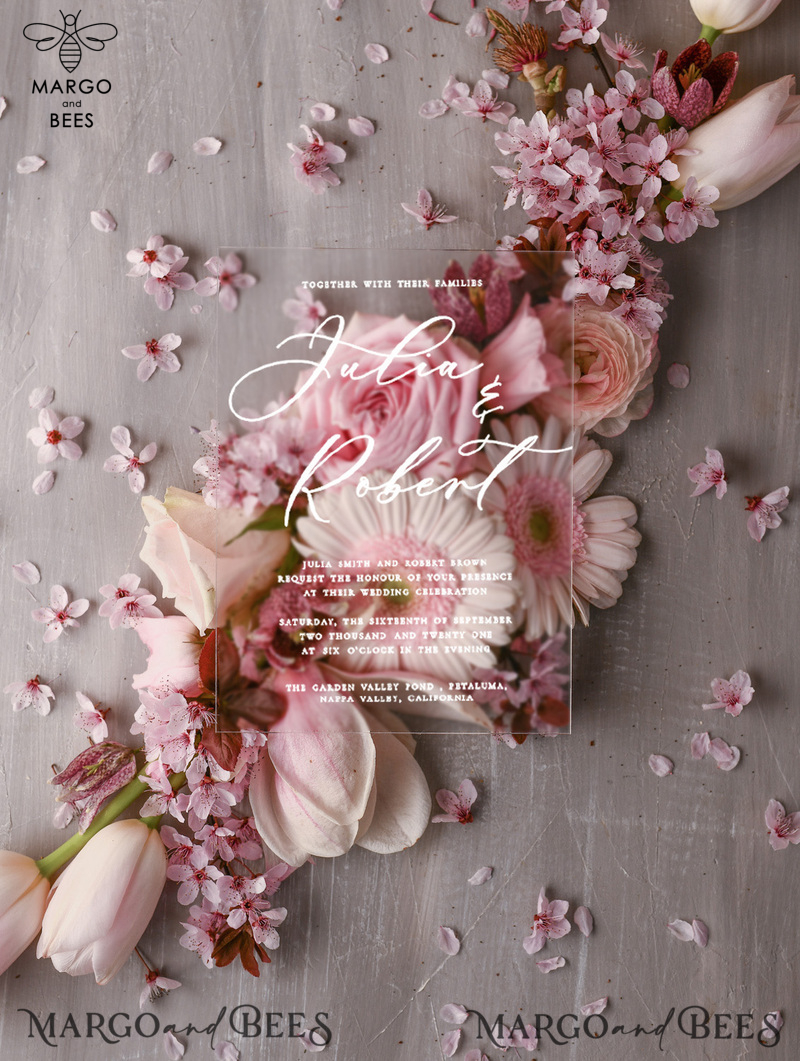 Elegant Marble Wedding Invitations, Romantic Blush Pink Wedding Invites, Bespoke Acrylic Plexi Wedding Cards, Luxury Wedding Invitation Suite-7