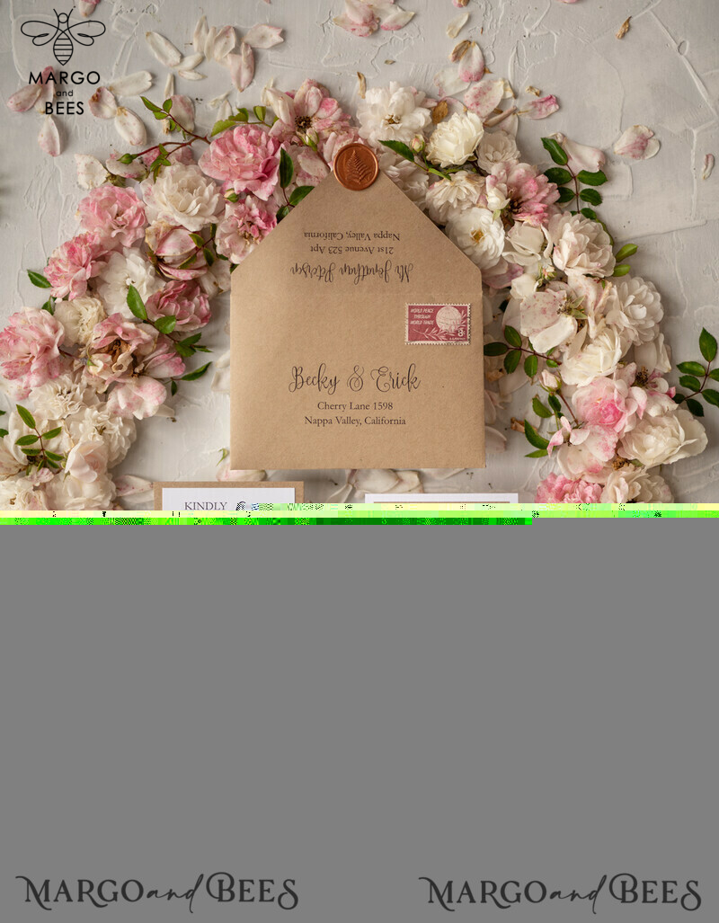  Low Boudget Wedding invitations Craft Minimalist Stationery Eco Craft Paper Suite-1