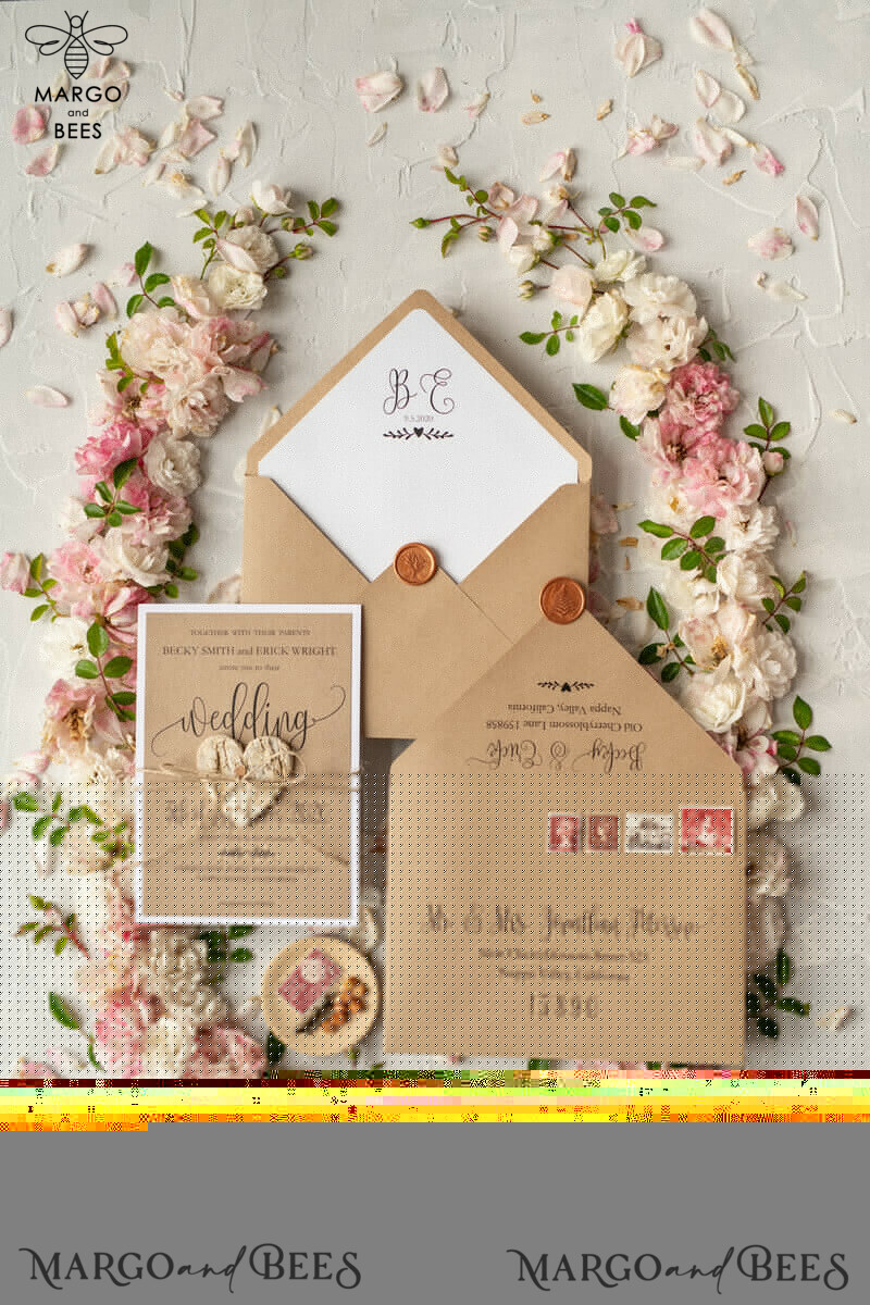 Low Boudget Wedding invitations Craft Minimalist Stationery Eco Craft Paper Suite-6