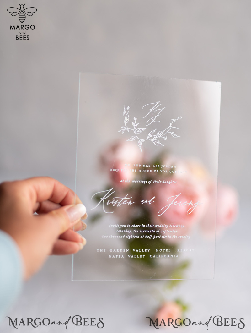   Transparent Wedding  Stationery FineArt Sketch Branch Acrylic Wedding Invitations Romantic Modern Cards Luxory Invites -1