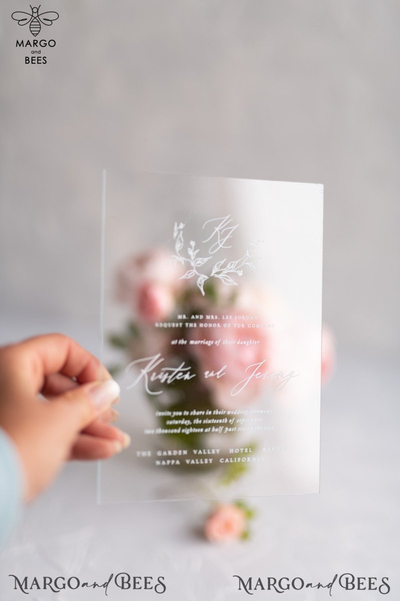   Transparent Wedding  Stationery FineArt Sketch Branch Acrylic Wedding Invitations Romantic Modern Cards Luxory Invites -3