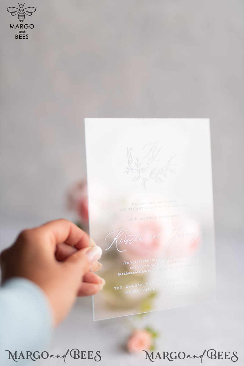   Transparent Wedding  Stationery FineArt Sketch Branch Acrylic Wedding Invitations Romantic Modern Cards Luxory Invites -4