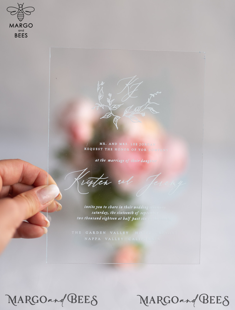   Transparent Wedding  Stationery FineArt Sketch Branch Acrylic Wedding Invitations Romantic Modern Cards Luxory Invites -5
