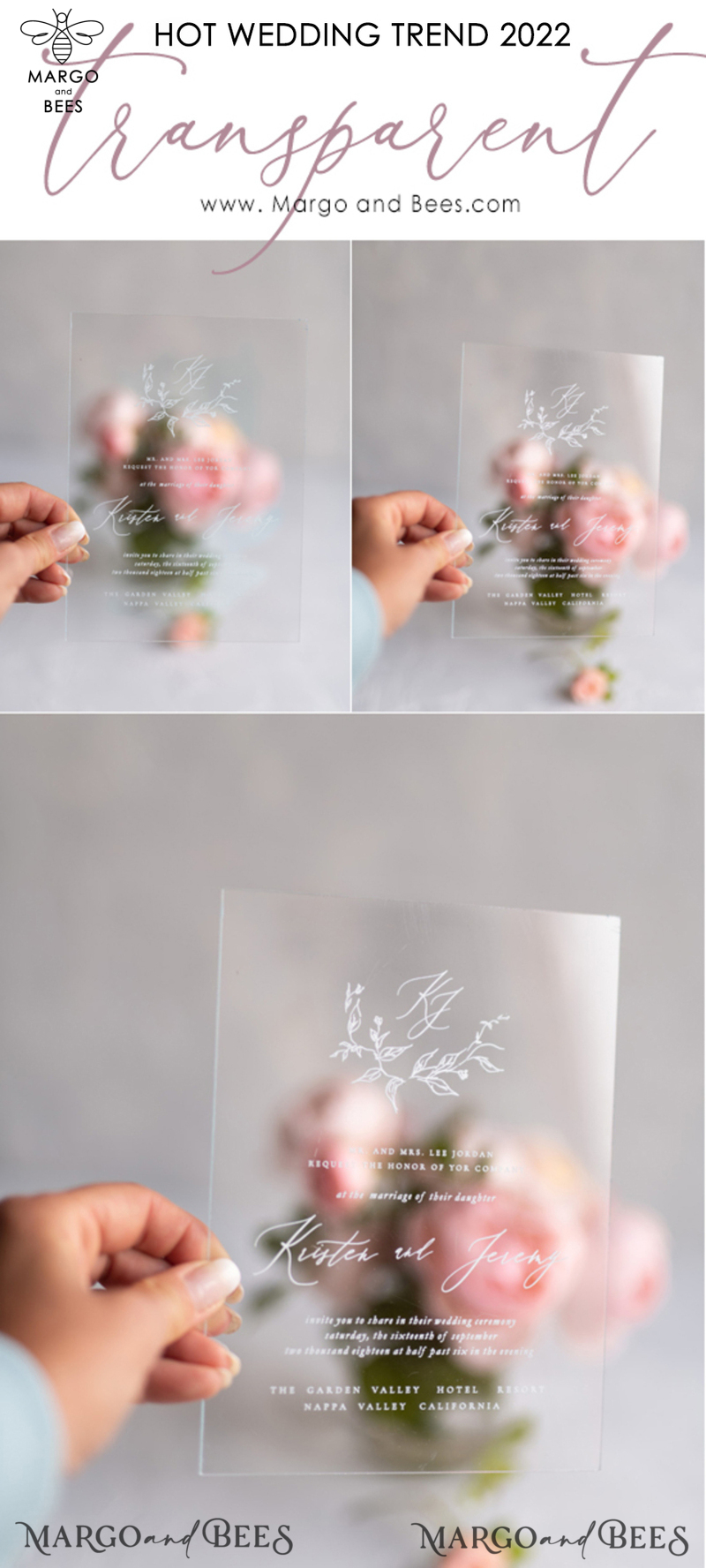   Transparent Wedding  Stationery FineArt Sketch Branch Acrylic Wedding Invitations Romantic Modern Cards Luxory Invites -2