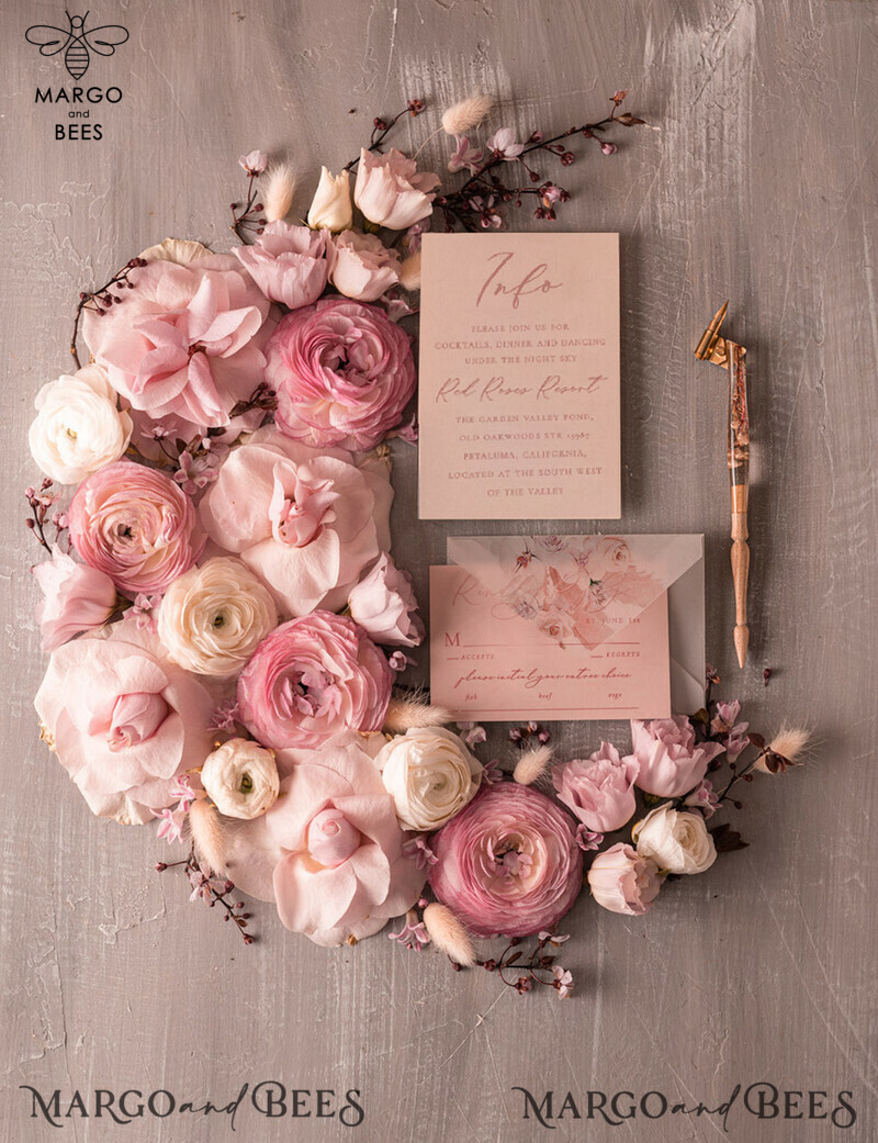 Elegant Minimalistic Wedding Invitations with Bespoke Hares Tail Design and Romantic Blush Pink Cards: Introducing our Glamour Floral Wedding Invitation Suite-5
