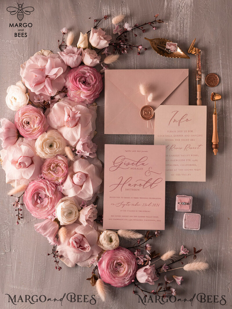Elegant Minimalistic Wedding Invitations with Bespoke Hares Tail Design and Romantic Blush Pink Cards: Introducing our Glamour Floral Wedding Invitation Suite-6