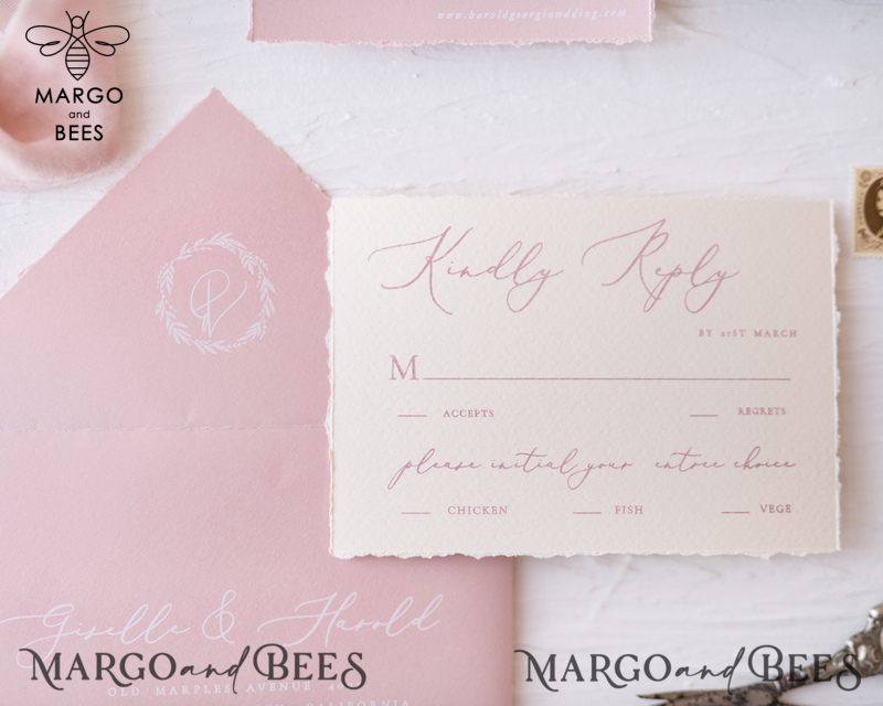 Elegant Personalized Wedding invitations Minimalist Stationery with Velvet Silk Bow and Fine art calligraphy-10