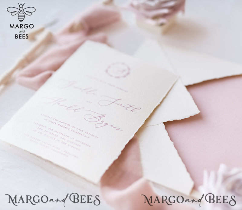 Elegant Personalized Wedding invitations Minimalist Stationery with Velvet Silk Bow and Fine art calligraphy-21