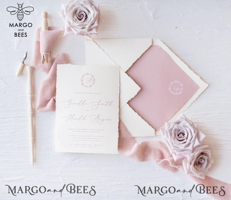 Elegant Personalized Wedding invitations Minimalist Stationery with Velvet Silk Bow and Fine art calligraphy-25