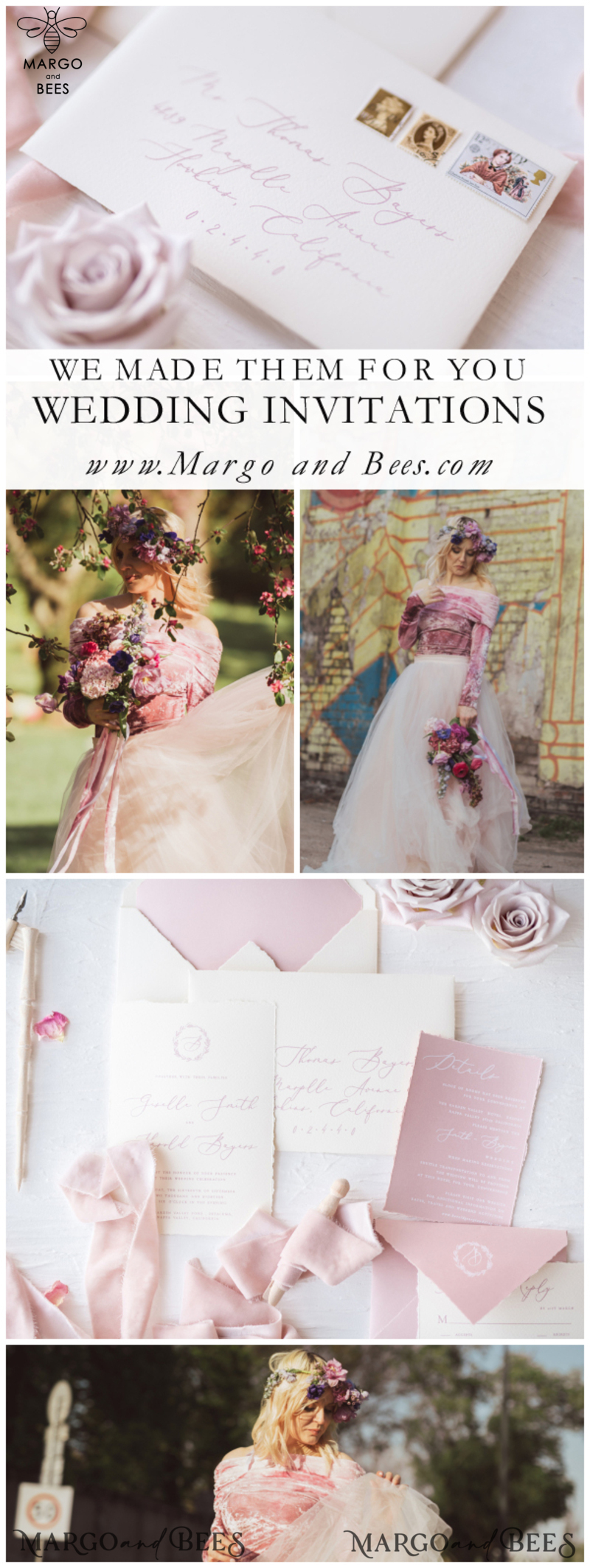 Elegant Personalized Wedding invitations Minimalist Stationery with Velvet Silk Bow and Fine art calligraphy-31