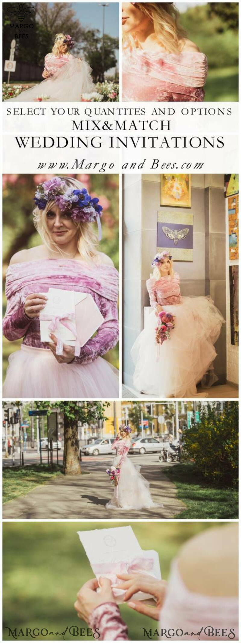 Luxury Nude Wedding Invitations, Romantic Pink Wedding Invites With Velvet Ribbon, Minimalistic And Modern Wedding Invitation Suite, Handmade Wedding Stationery-33