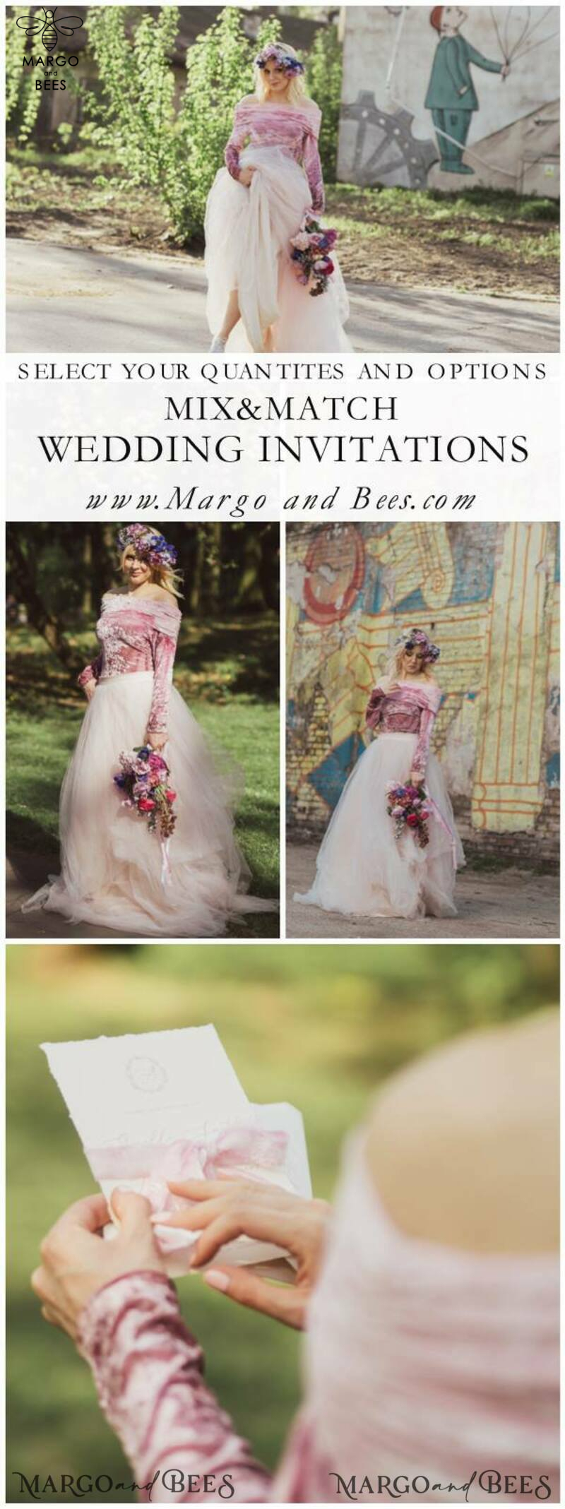 Elegant Personalized Wedding invitations Minimalist Stationery with Velvet Silk Bow and Fine art calligraphy-35