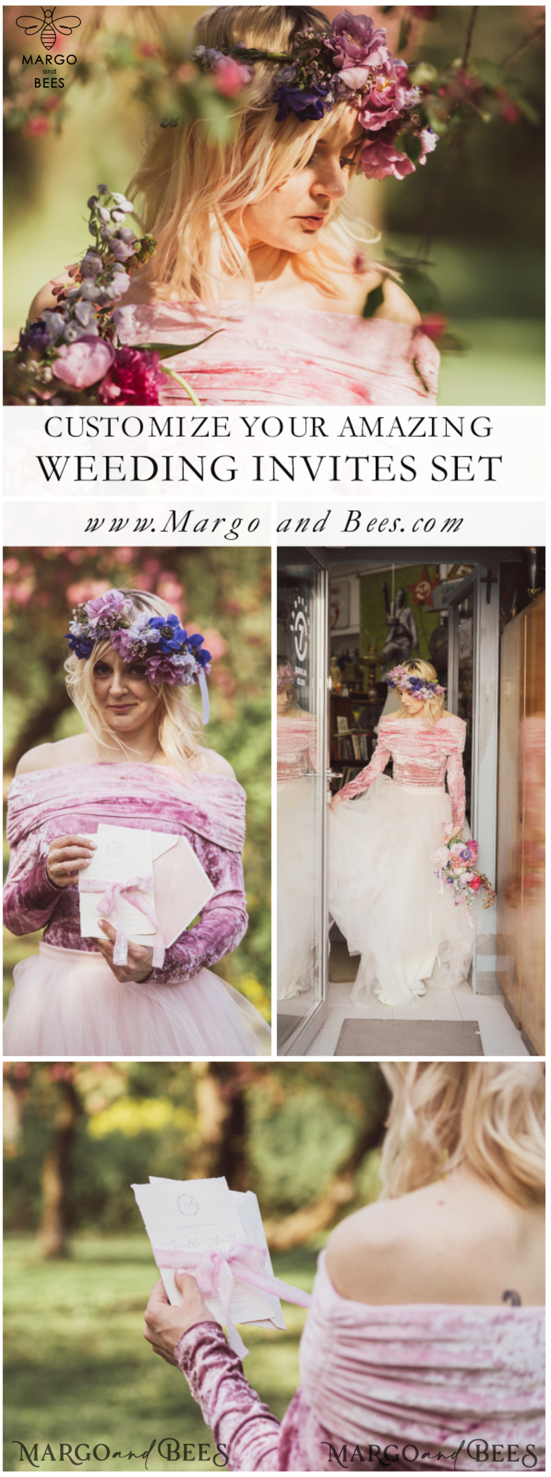 Luxury Nude Wedding Invitations, Romantic Pink Wedding Invites With Velvet Ribbon, Minimalistic And Modern Wedding Invitation Suite, Handmade Wedding Stationery-38