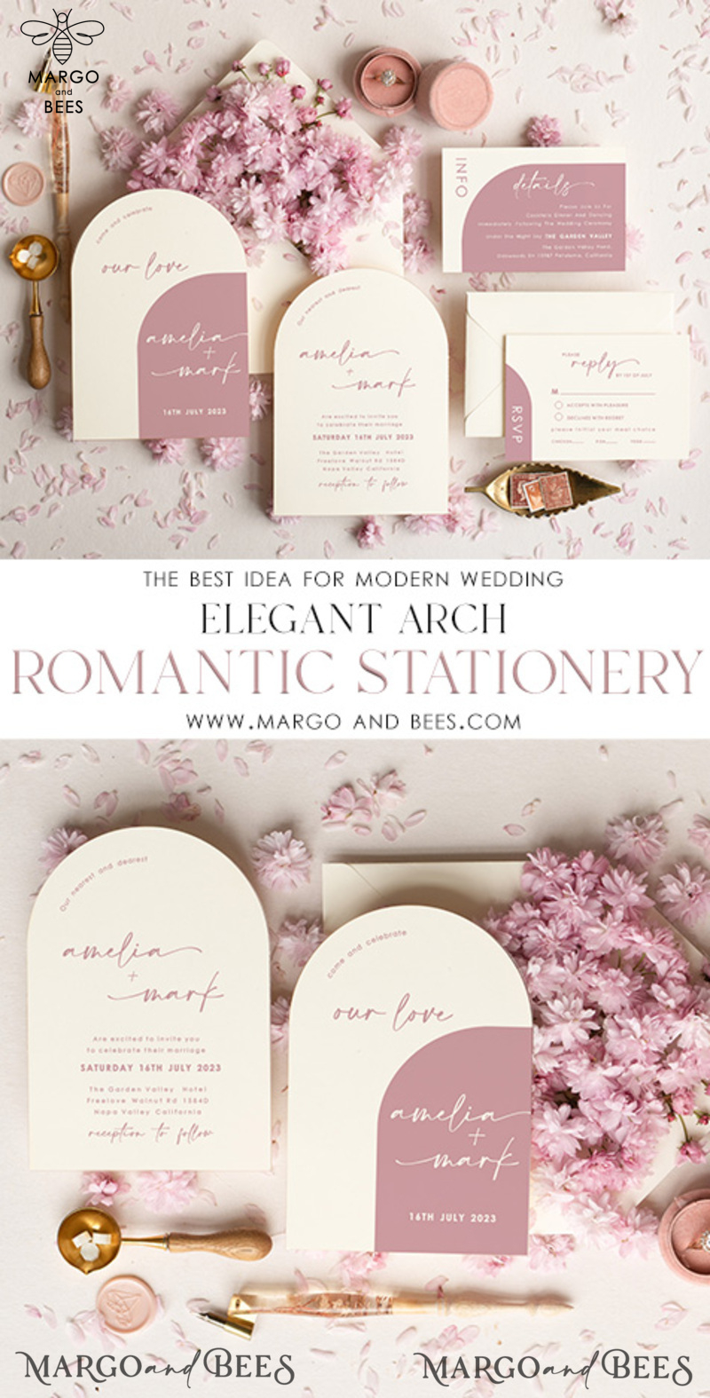 Wedding invites, elegant arch wedding invitations, Romantic Wedding invitations  romantic stationery -3