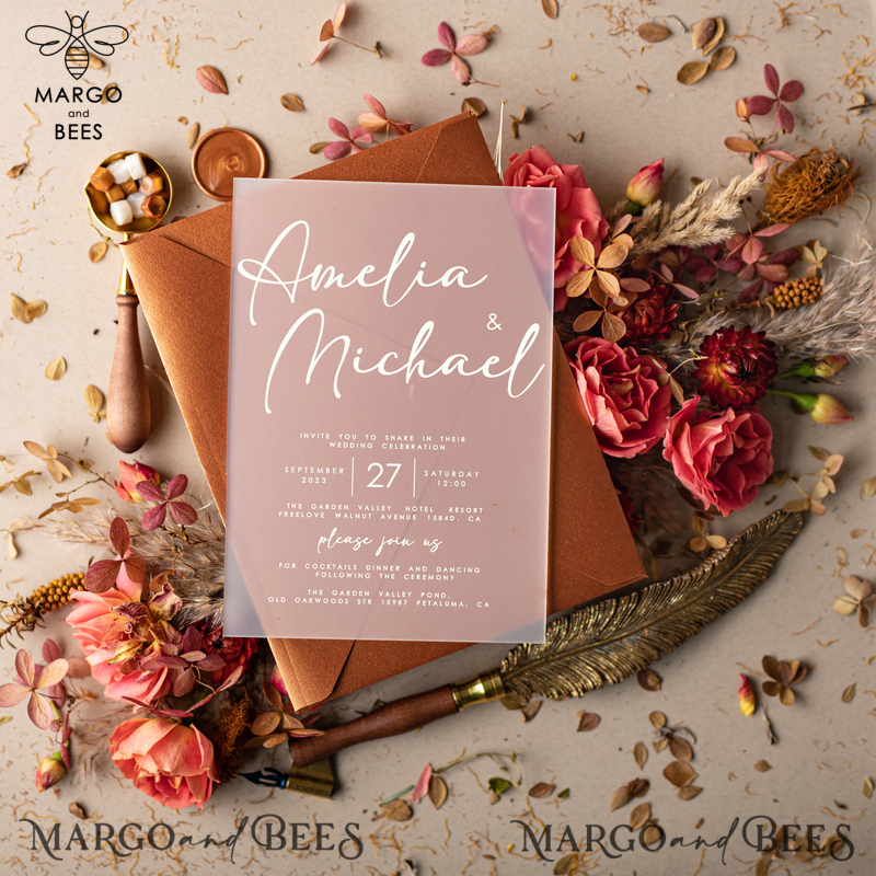Stunning wedding invitations, Elegant wedding invitations • Romantic Wedding Invitation Suite • Handmade wedding Stationery-1
